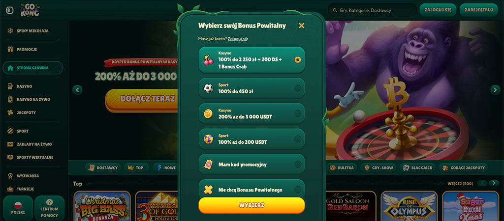 Kasyno GoKong Online, Rejestracja, casino online
