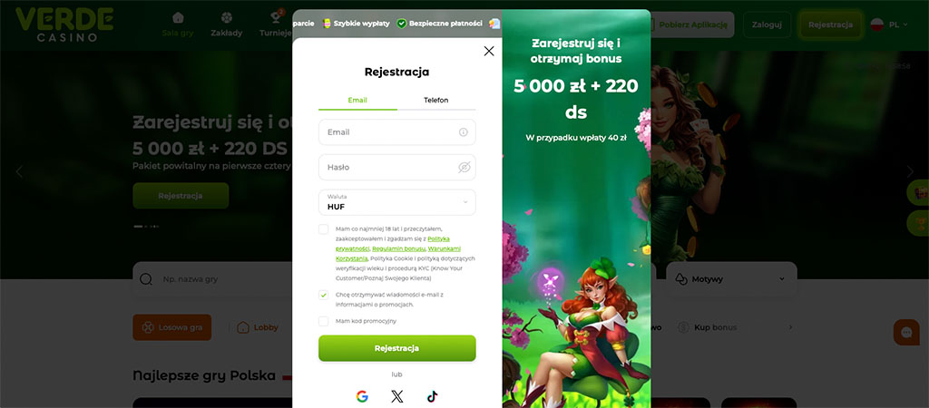 Rejestracja w Verde Casino, Kasyno online automaty