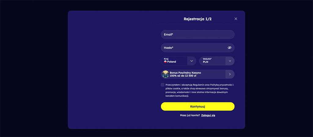 Proces Zakładania Konta Gracza w kasynie NovaVegas Polskie Casino