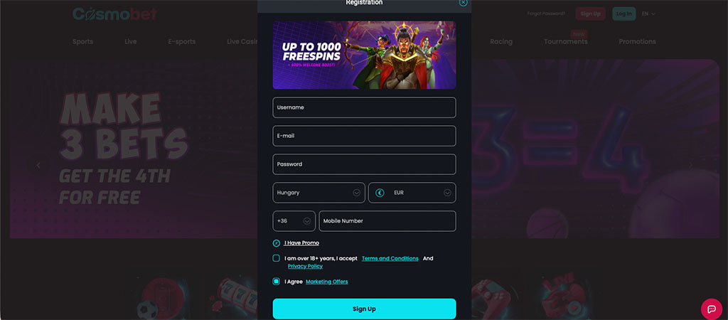 Tworzenie Konta w CosmoBet Casino – Krok po Kroku